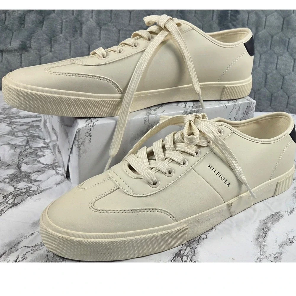 Tommy Hilfiger Mens‎ TMPANDORA2 Sneakers Off White Cream Low Top Shoes Size 9